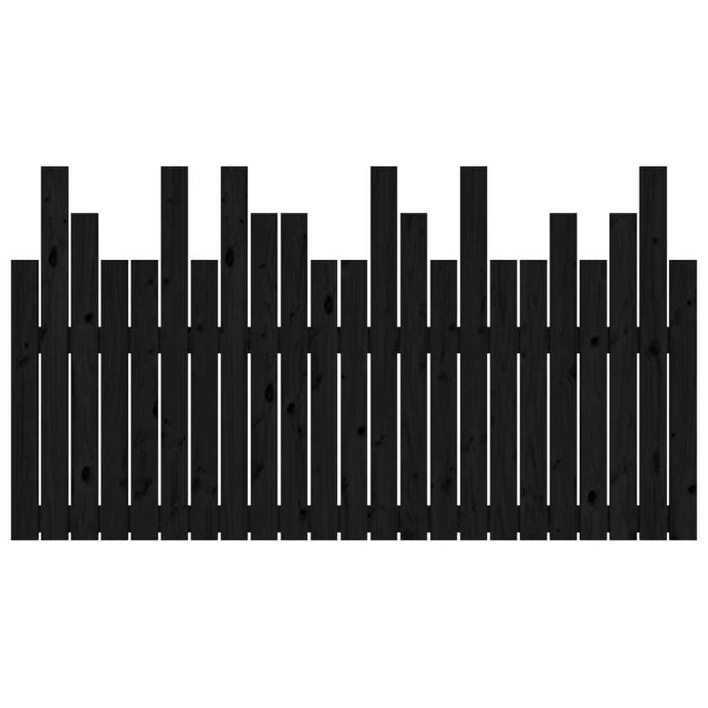 Tăblie de pat pentru perete, negru 146,5x3x80 cm lemn masiv pin - Lando