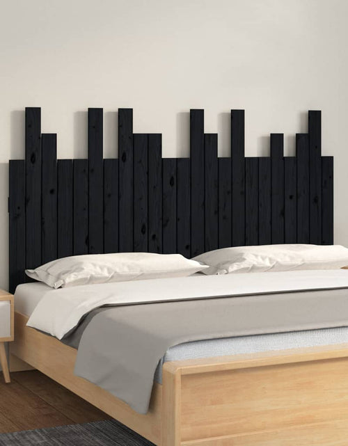 Încărcați imaginea în vizualizatorul Galerie, ăblie de pat pentru perete, negru 146,5x3x80 cm lemn masiv pin
