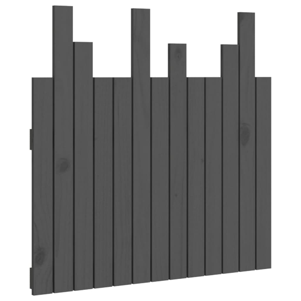 Tăblie de pat pentru perete, gri, 82,5x3x80 cm, lemn masiv pin - Lando