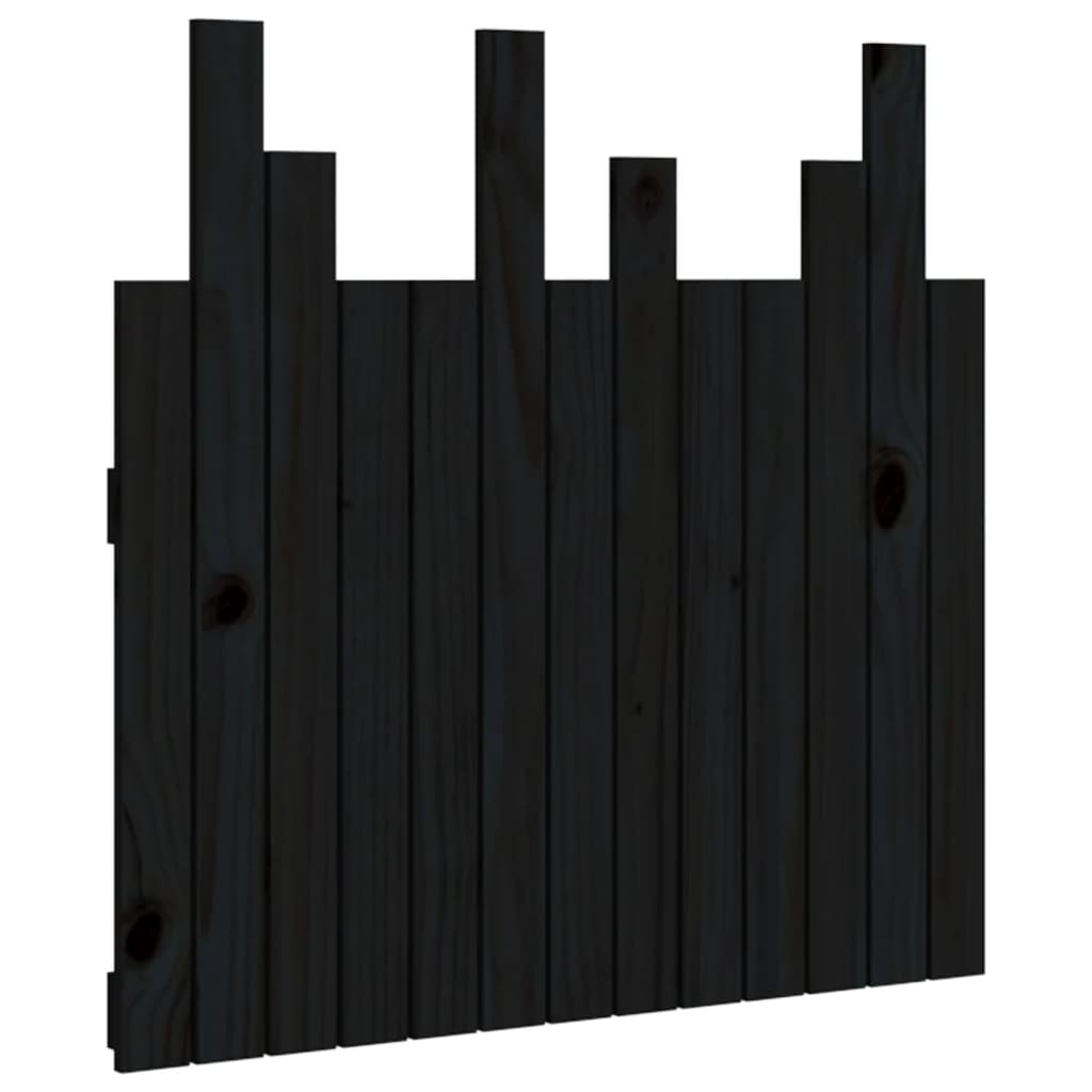 Tăblie de pat pentru perete, negru, 82,5x3x80 cm lemn masiv pin - Lando