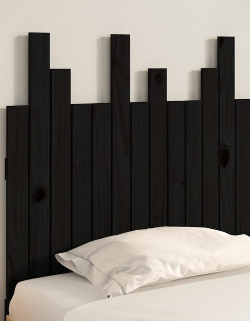 Загрузите изображение в средство просмотра галереи, Tăblie de pat pentru perete, negru, 82,5x3x80 cm lemn masiv pin - Lando
