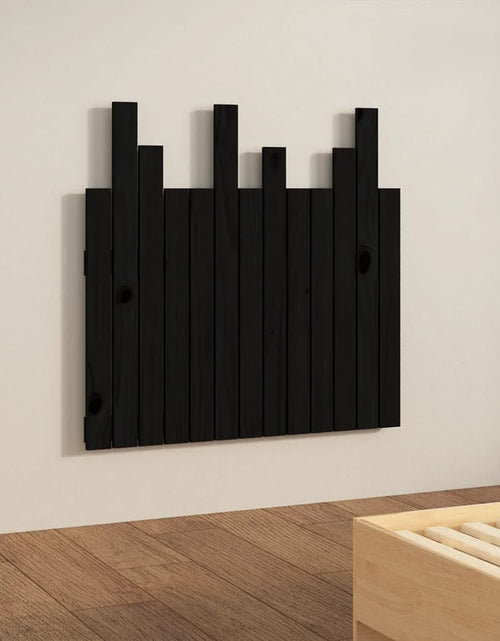Încărcați imaginea în vizualizatorul Galerie, Tăblie de pat pentru perete, negru, 82,5x3x80 cm lemn masiv pin - Lando
