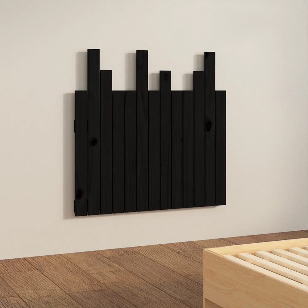 Tăblie de pat pentru perete, negru, 82,5x3x80 cm lemn masiv pin - Lando
