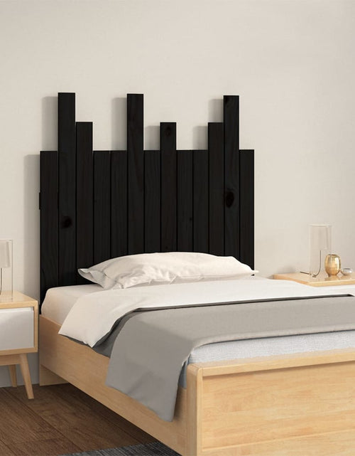 Încărcați imaginea în vizualizatorul Galerie, Tăblie de pat pentru perete, negru, 82,5x3x80 cm lemn masiv pin - Lando

