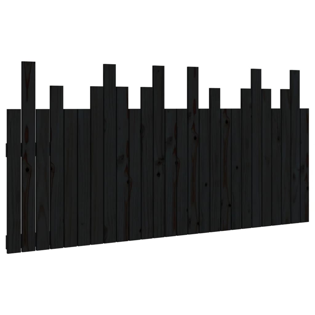 Tăblie de pat pentru perete, negru, 166x3x80 cm, lemn masiv pin - Lando