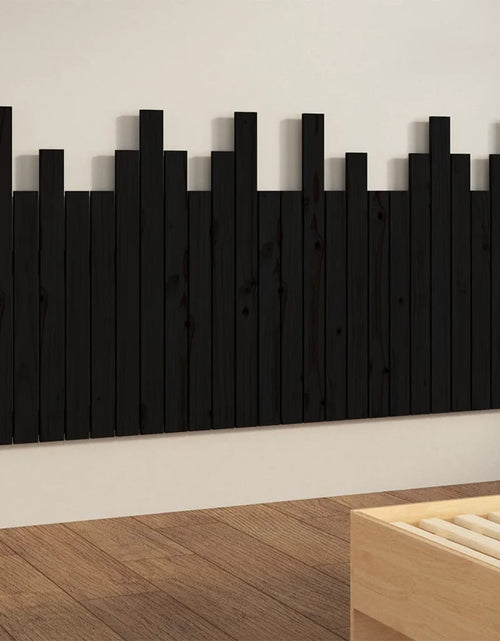Încărcați imaginea în vizualizatorul Galerie, Tăblie de pat pentru perete, negru, 166x3x80 cm, lemn masiv pin - Lando
