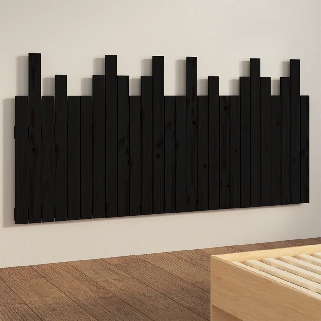 Tăblie de pat pentru perete, negru, 166x3x80 cm, lemn masiv pin - Lando