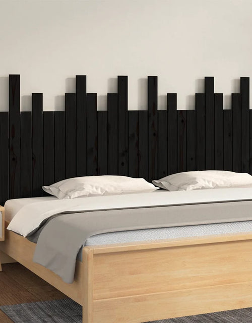 Загрузите изображение в средство просмотра галереи, Tăblie de pat pentru perete, negru, 166x3x80 cm, lemn masiv pin - Lando
