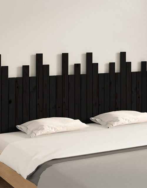 Загрузите изображение в средство просмотра галереи, Tăblie de pat pentru perete, negru, 185x3x80 cm, lemn masiv pin - Lando
