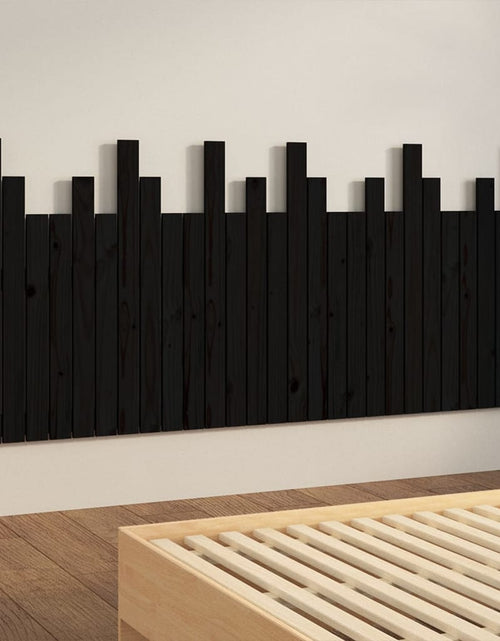 Încărcați imaginea în vizualizatorul Galerie, Tăblie de pat pentru perete, negru, 185x3x80 cm, lemn masiv pin - Lando
