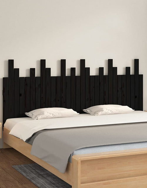 Încărcați imaginea în vizualizatorul Galerie, Tăblie de pat pentru perete, negru, 185x3x80 cm, lemn masiv pin - Lando
