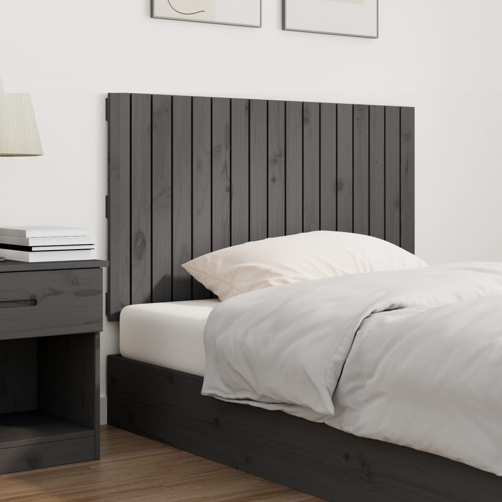 Tăblie de pat pentru perete, gri, 108x3x60 cm, lemn masiv pin - Lando