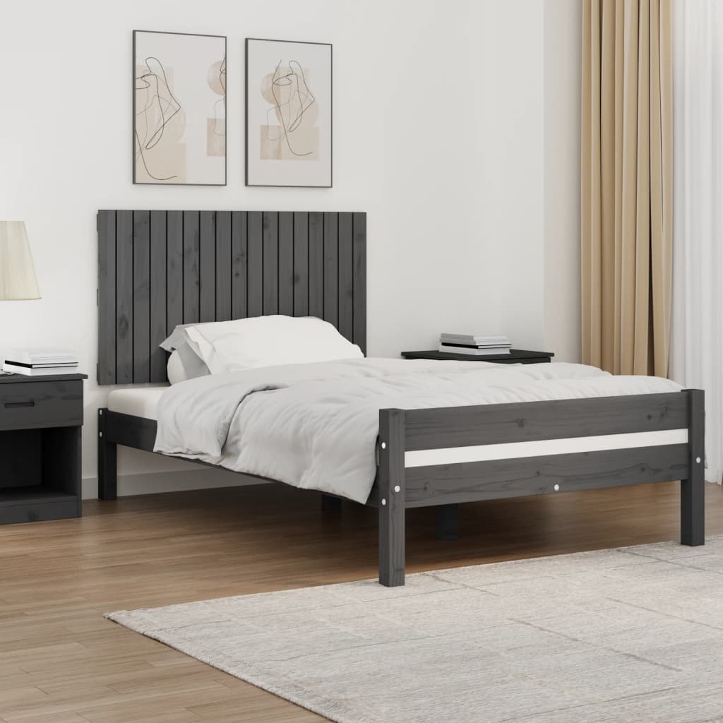 Tăblie de pat pentru perete, gri, 108x3x60 cm, lemn masiv pin - Lando