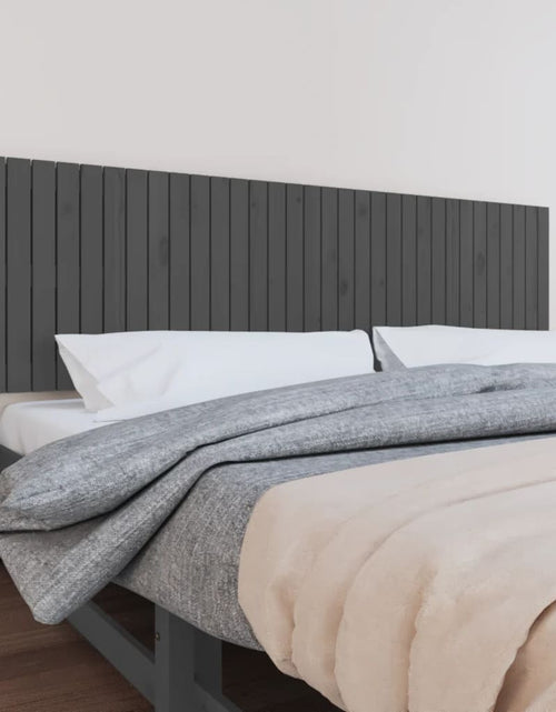 Încărcați imaginea în vizualizatorul Galerie, Tăblie de pat pentru perete, gri, 204x3x60 cm, lemn masiv pin - Lando
