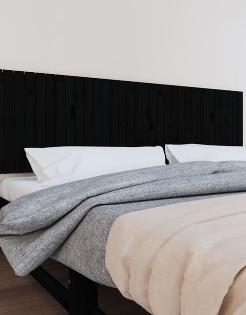 Загрузите изображение в средство просмотра галереи, Tăblie de pat pentru perete, negru, 204x3x60 cm, lemn masiv pin - Lando
