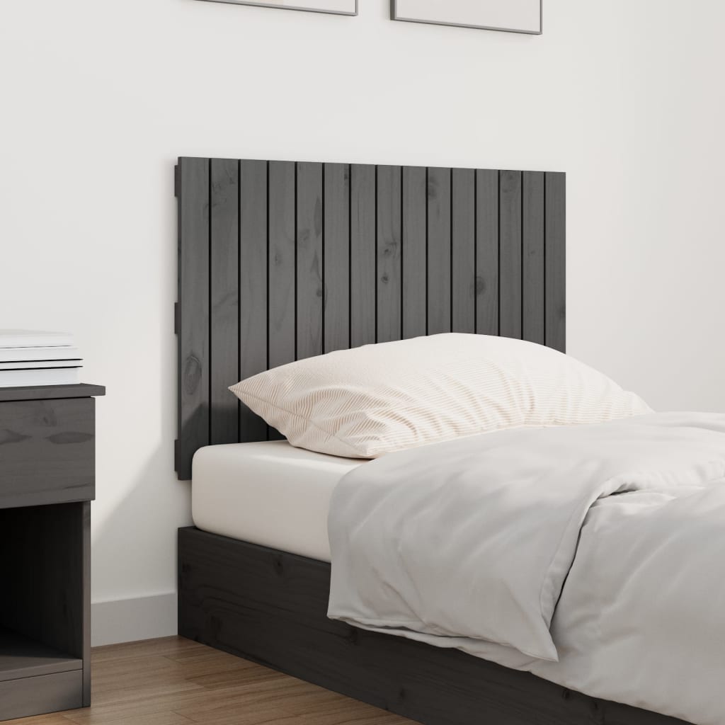 Tăblie de pat pentru perete, gri, 95,5x3x60 cm, lemn masiv pin - Lando