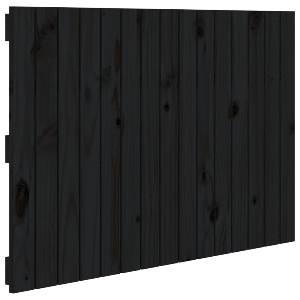 Tăblie de pat pentru perete, negru, 95,5x3x60cm, lemn masiv pin - Lando