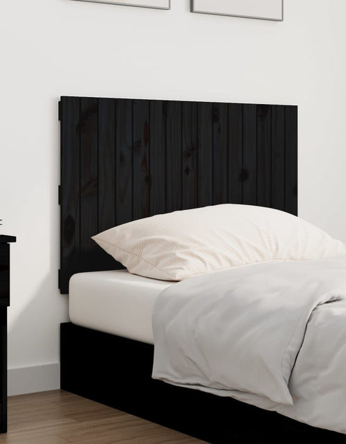 Загрузите изображение в средство просмотра галереи, Tăblie de pat pentru perete, negru, 95,5x3x60cm, lemn masiv pin - Lando

