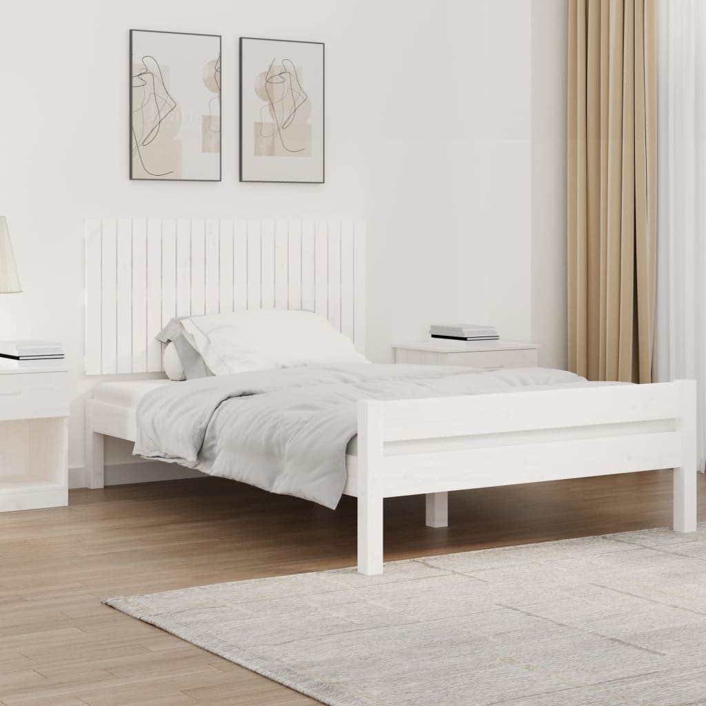 Tăblie de pat pentru perete, alb, 127,5x3x60 cm, lemn masiv pin - Lando