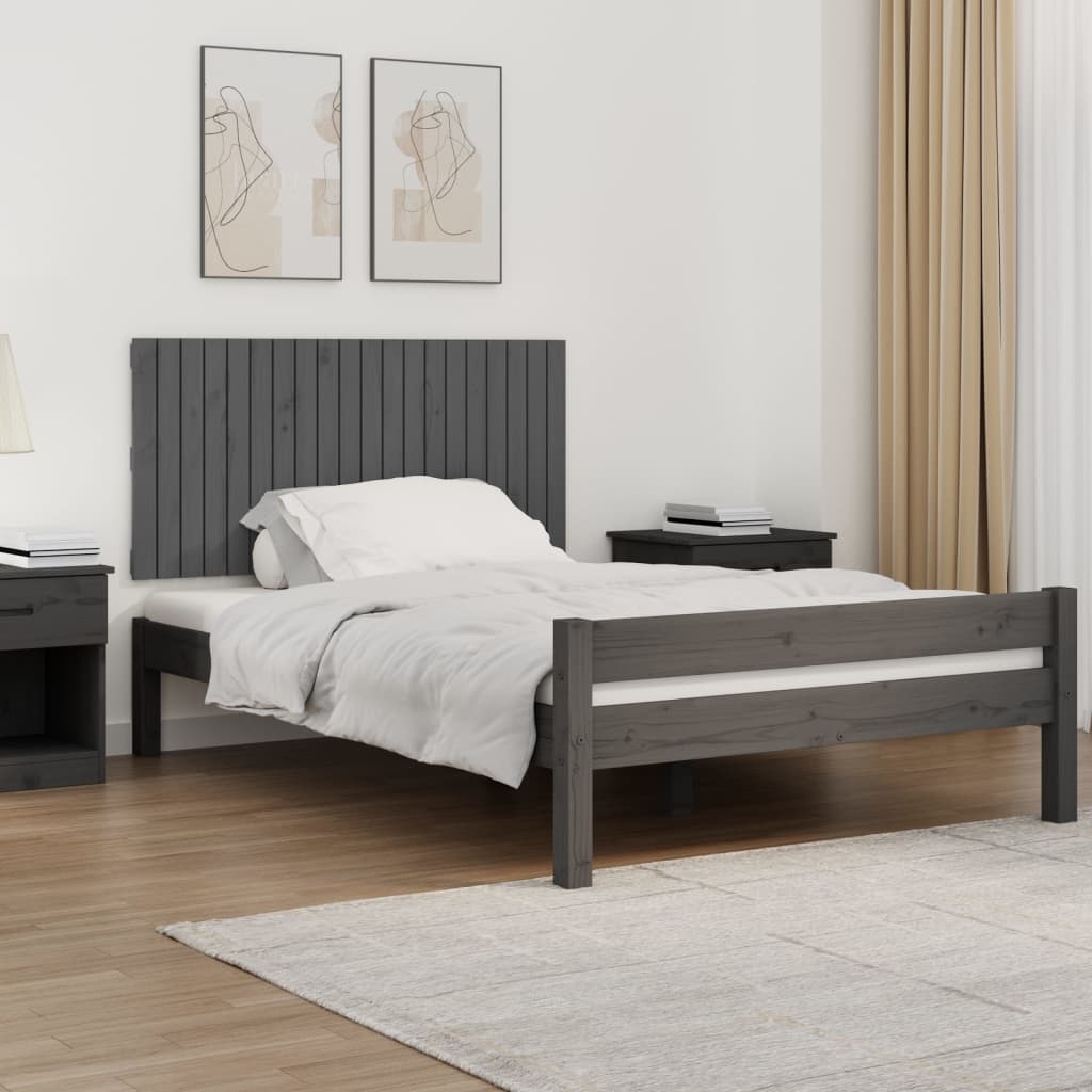Tăblie de pat pentru perete, gri, 127,5x3x60 cm, lemn masiv pin - Lando
