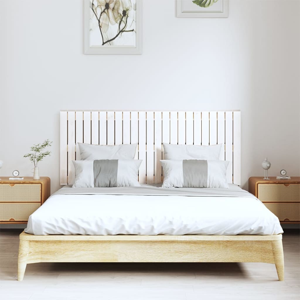 Tăblie de pat pentru perete, alb, 147x3x60 cm, lemn masiv pin - Lando