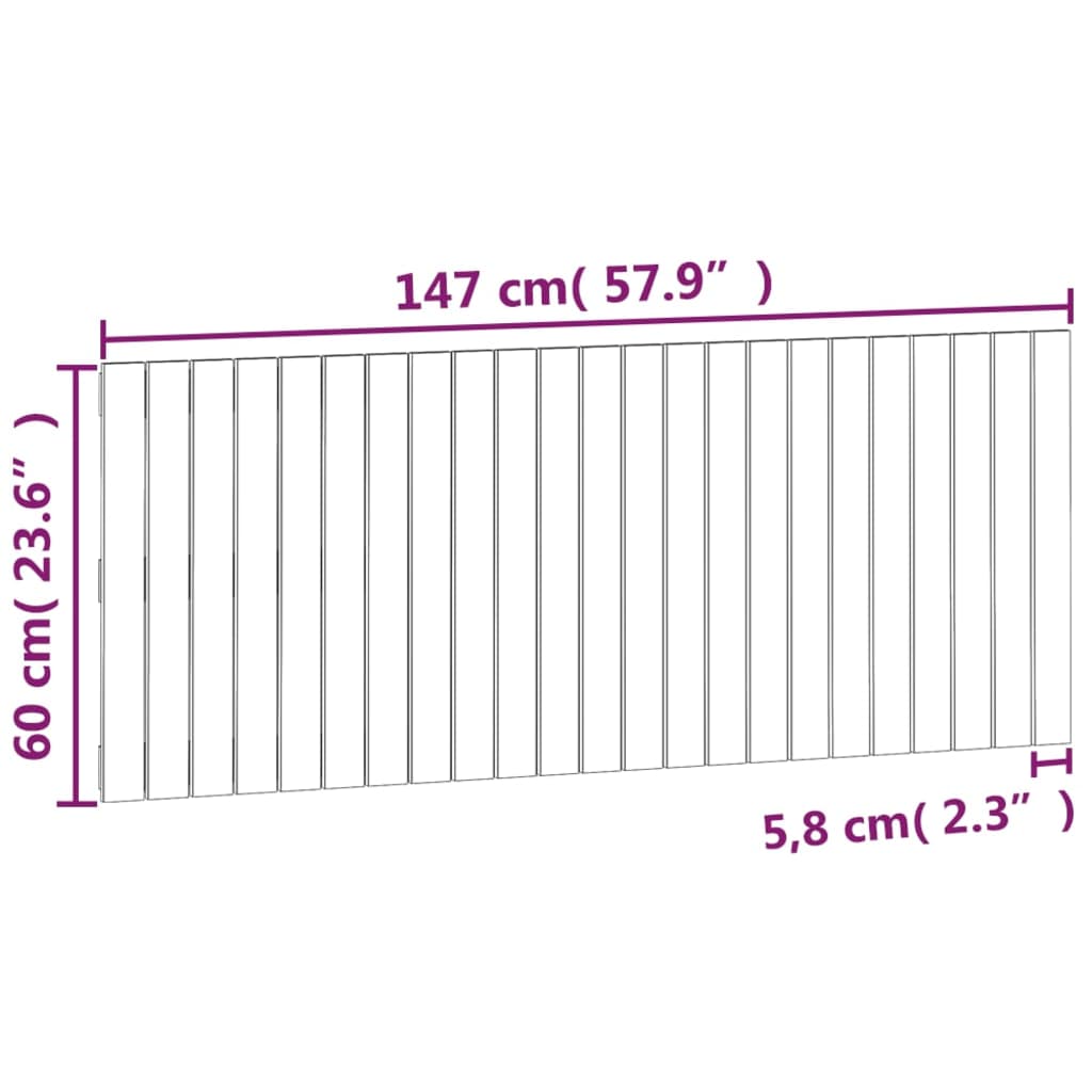 Tăblie de pat pentru perete, alb, 147x3x60 cm, lemn masiv pin - Lando