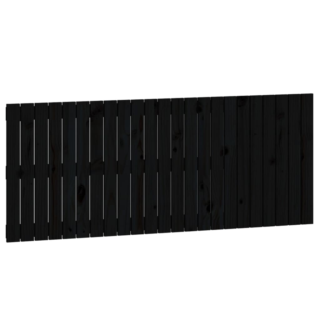 Tăblie de pat pentru perete, negru, 147x3x60 cm, lemn masiv pin - Lando