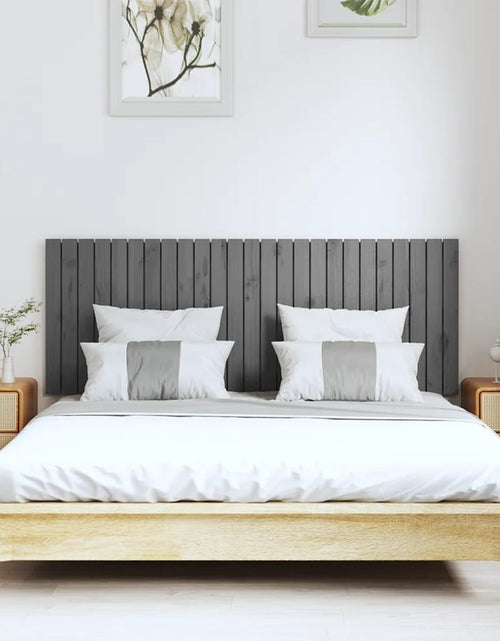 Încărcați imaginea în vizualizatorul Galerie, Tăblie de pat pentru perete, gri, 159,5x3x60 cm, lemn masiv pin - Lando
