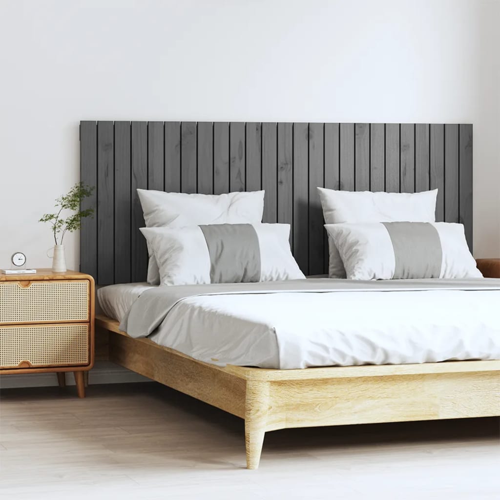 Tăblie de pat pentru perete, gri, 159,5x3x60 cm, lemn masiv pin - Lando