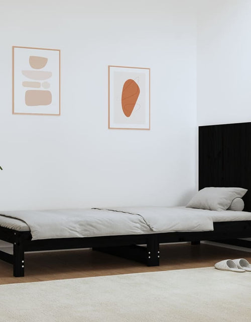 Încărcați imaginea în vizualizatorul Galerie, Tăblie de pat pentru perete, negru, 82,5x3x60cm, lemn masiv pin - Lando
