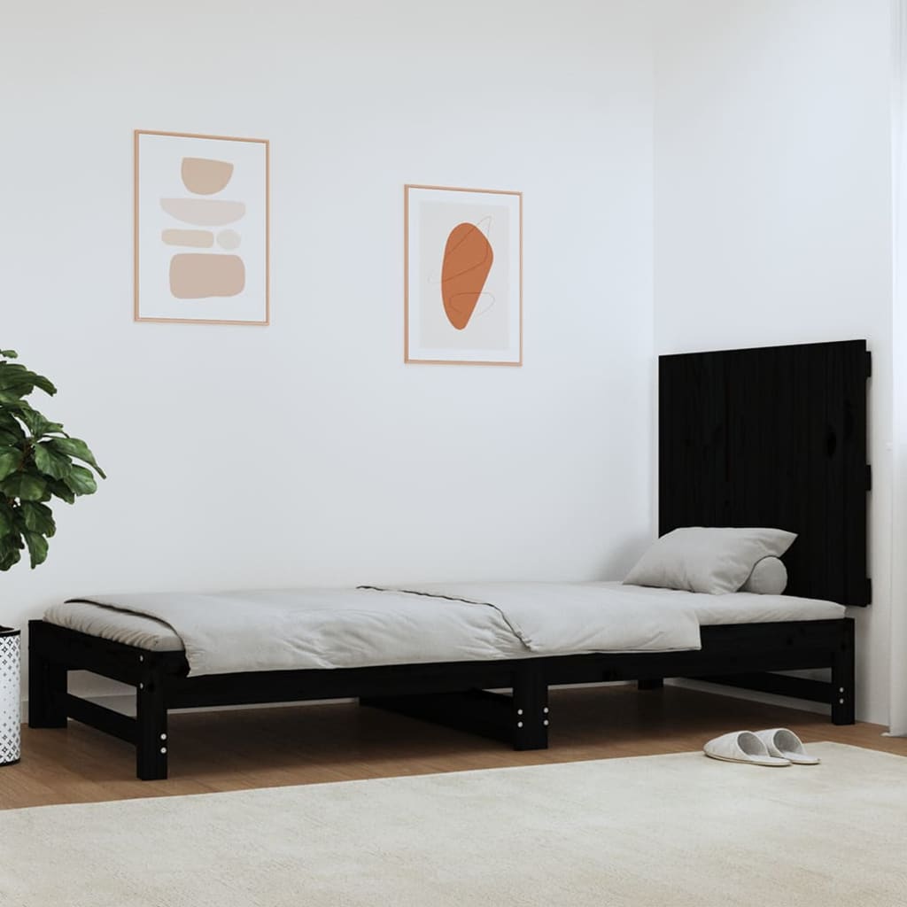 Tăblie de pat pentru perete, negru, 82,5x3x60cm, lemn masiv pin - Lando