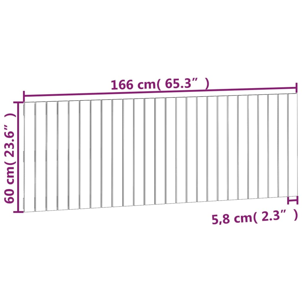 Tăblie de pat pentru perete, alb, 166x3x60 cm, lemn masiv pin - Lando