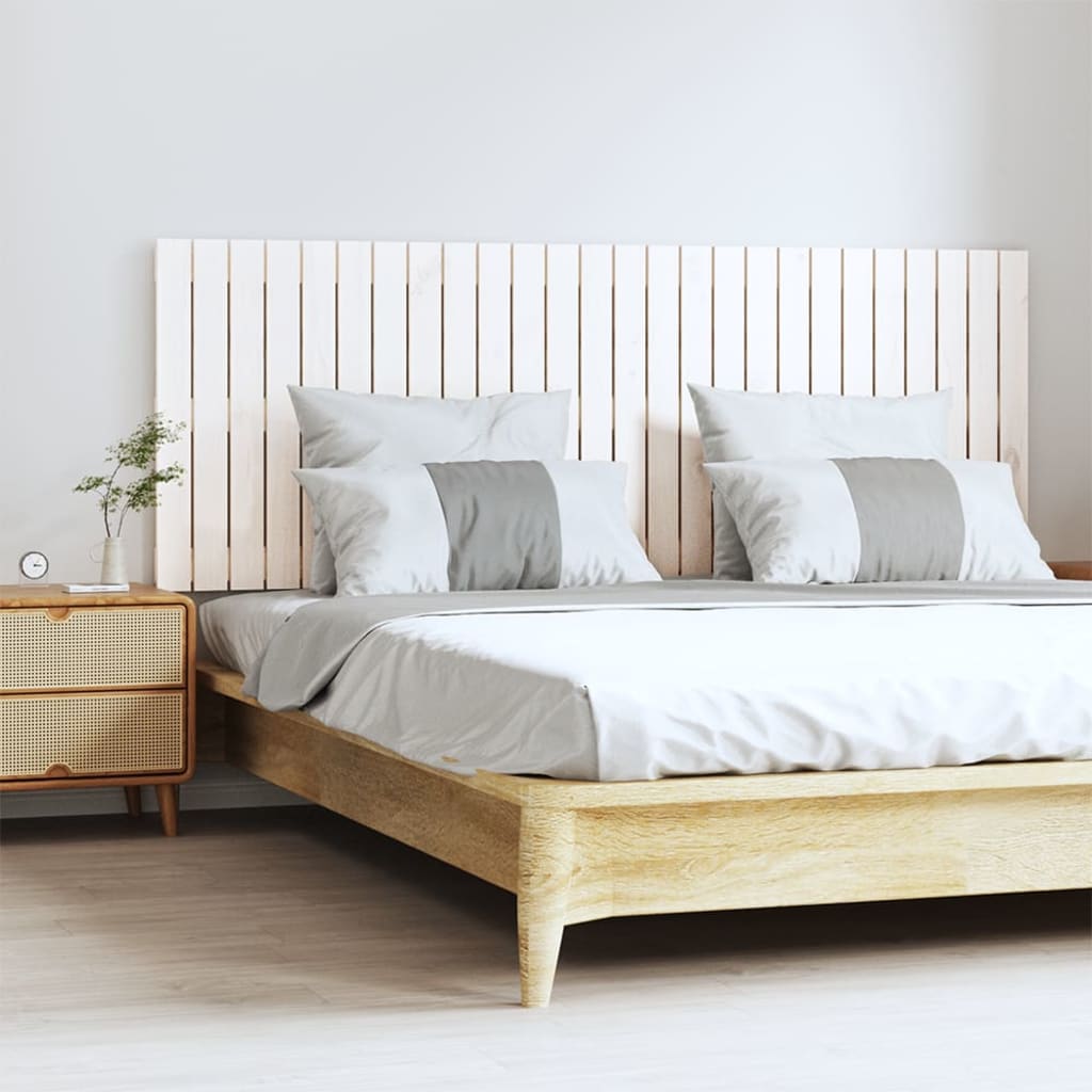 Tăblie de pat pentru perete, alb, 166x3x60 cm, lemn masiv pin - Lando