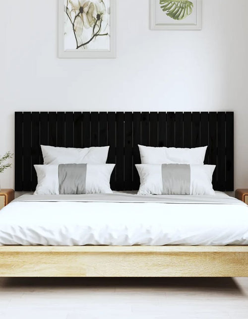 Încărcați imaginea în vizualizatorul Galerie, Tăblie de pat pentru perete, negru, 166x3x60 cm, lemn masiv pin - Lando
