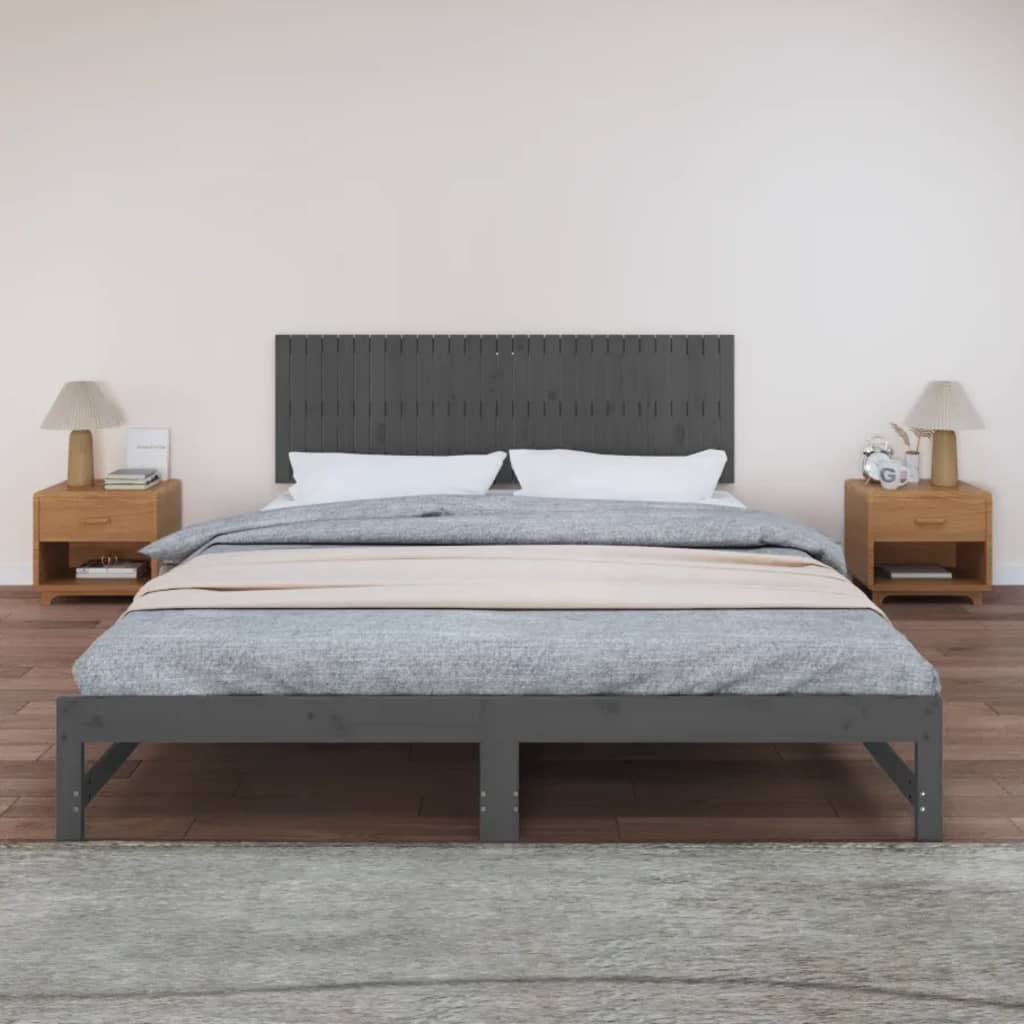 Tăblie de pat pentru perete, gri, 185x3x60 cm, lemn masiv pin - Lando