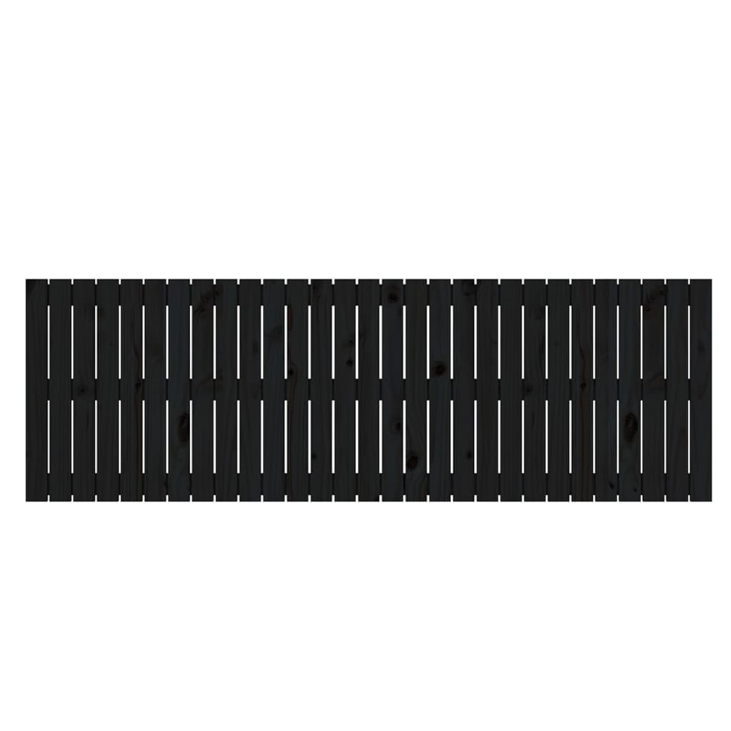 Tăblie de pat pentru perete, negru, 185x3x60 cm, lemn masiv pin - Lando