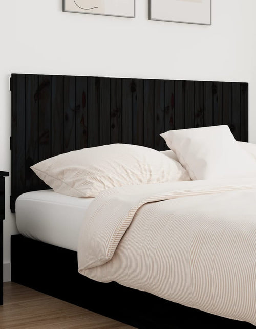Încărcați imaginea în vizualizatorul Galerie, Tăblie de pat pentru perete, negru, 140x3x60 cm, lemn masiv pin - Lando
