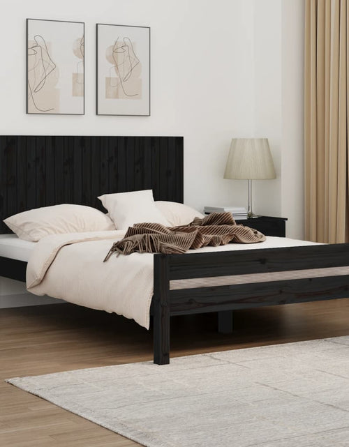 Încărcați imaginea în vizualizatorul Galerie, Tăblie de pat pentru perete, negru, 140x3x60 cm, lemn masiv pin - Lando
