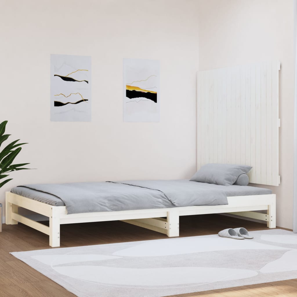 Tăblie de pat pentru perete, alb, 108x3x90 cm, lemn masiv pin - Lando