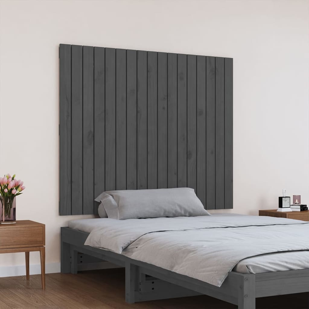 Tăblie de pat pentru perete, gri, 108x3x90 cm, lemn masiv pin - Lando