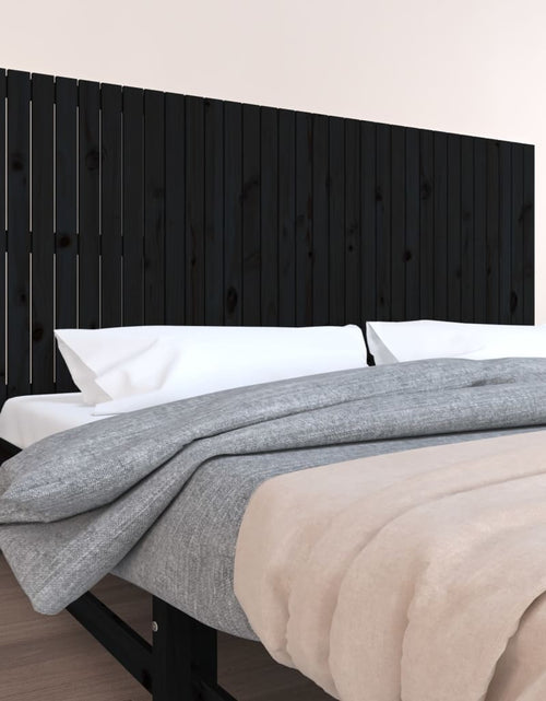 Încărcați imaginea în vizualizatorul Galerie, Tăblie de pat pentru perete, negru, 204x3x90 cm, lemn masiv pin - Lando
