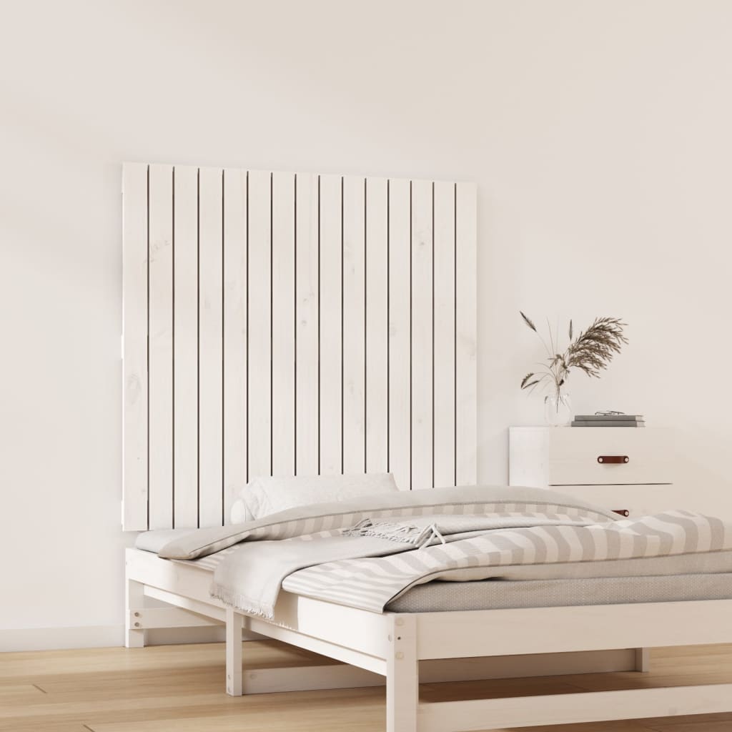 Tăblie de pat pentru perete, alb, 95,5x3x90 cm, lemn masiv pin - Lando
