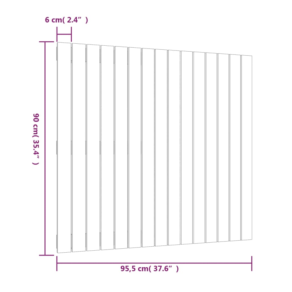 Tăblie de pat pentru perete, alb, 95,5x3x90 cm, lemn masiv pin - Lando