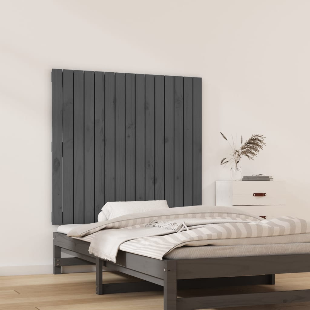 Tăblie de pat pentru perete, gri, 95,5x3x90 cm, lemn masiv pin - Lando