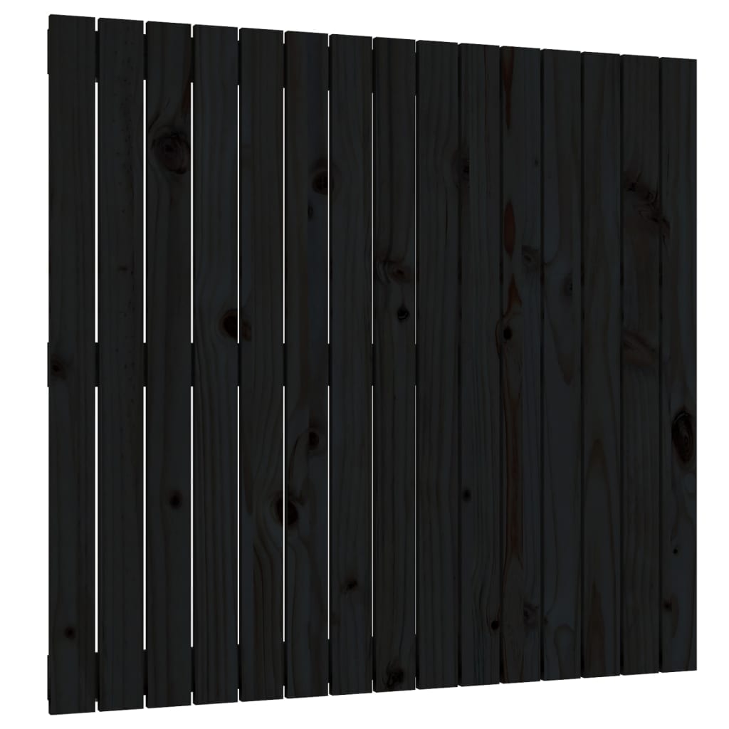 Tăblie de pat pentru perete, negru, 95,5x3x90cm, lemn masiv pin - Lando