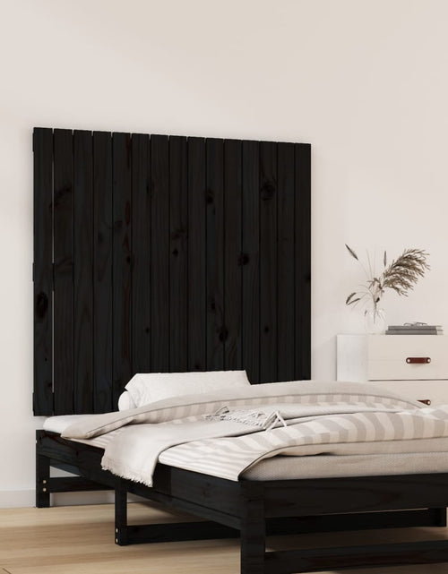 Загрузите изображение в средство просмотра галереи, Tăblie de pat pentru perete, negru, 95,5x3x90cm, lemn masiv pin - Lando
