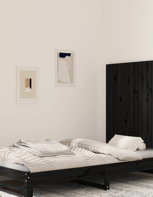Încărcați imaginea în vizualizatorul Galerie, Tăblie de pat pentru perete, negru, 95,5x3x90cm, lemn masiv pin - Lando
