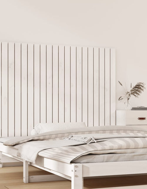 Încărcați imaginea în vizualizatorul Galerie, Tăblie de pat pentru perete, alb, 127,5x3x90 cm, lemn masiv pin - Lando
