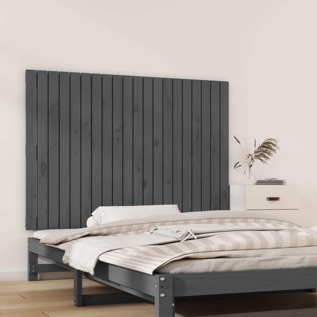 Tăblie de pat pentru perete, gri, 127,5x3x90 cm, lemn masiv pin - Lando