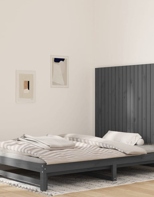 Загрузите изображение в средство просмотра галереи, Tăblie de pat pentru perete, gri, 127,5x3x90 cm, lemn masiv pin - Lando

